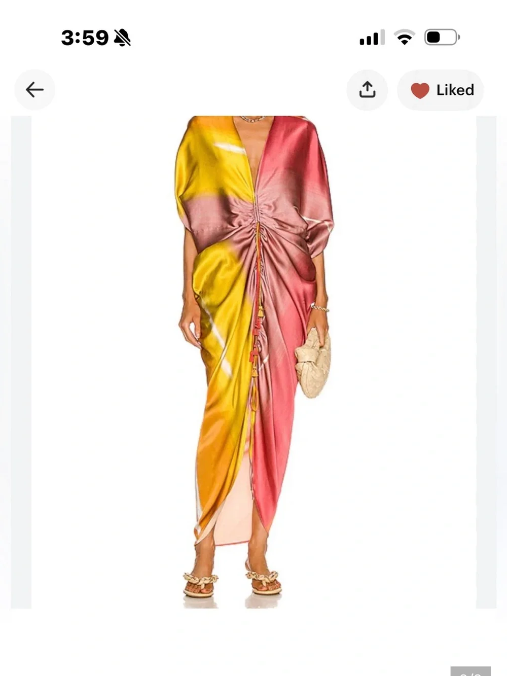 Silvia Tcherassi Pink and Yellow Ruched Silk Dress